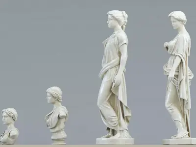Pack classical sculptures Low-poly 3D model
