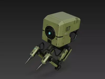 Sci-Fi Industrial Repair Drone - High-Poly PBR Robotic Worker 07 3D model