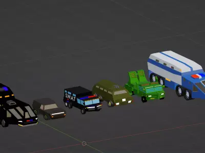 Low poly Military vehicles Low-poly 3D model