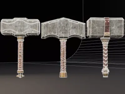 Viking Hammer Set Low-poly 3D model