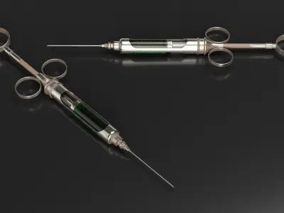 Vintage Medical Syringe with Injection 3D model