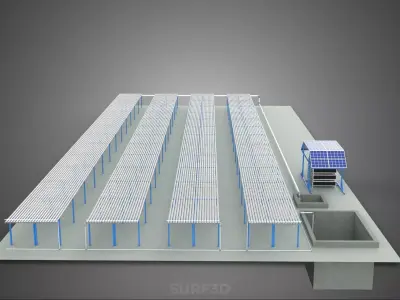 FIELD AEROPONIC HYDROPONIC PLANT FARM CULTIVATE SOLAR POWER IOT 3D model