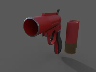 Flare gun Low-poly 3D model 2