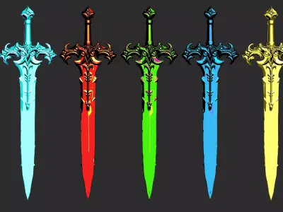 fantasy sword model Low-poly 3D model