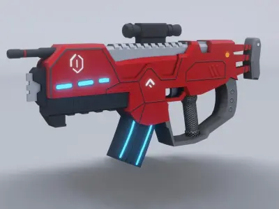 Low Poly Sci-Fi Gun - PBR - Game Ready Low-poly 3D model