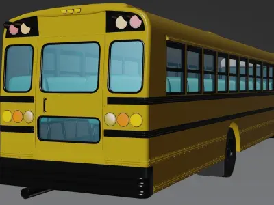 New Bus-International-3800 and Yellow bus collection-Film Making Low-poly 3D model
