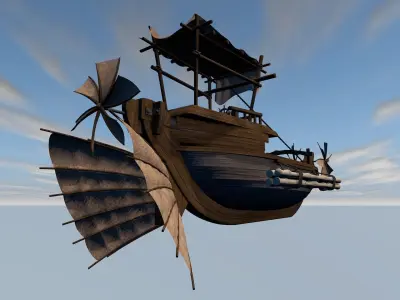 Fantasy flying ship 3D model purchase
