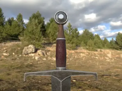 Medieval Sword Low-poly 3D model 19