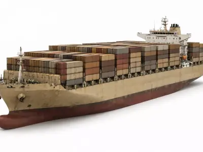 Realistic Container Cargo Ship High Detail Vessel 3D model