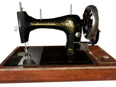Old Singer Sewing Machine Low-poly 3D model