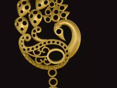 jumka gold peacock 3D print model