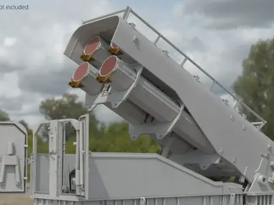 Heavy Weapon Launcher Open Light Gray Rigged 3D model purchase
