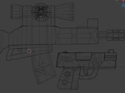 Gun Set Low-poly 3D model