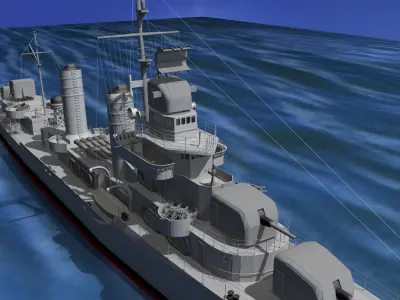 Gleaves Class Destroyer USS McCook DD496 3D model