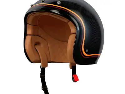 Helmet carbon fibre motorcycle orange 3D model