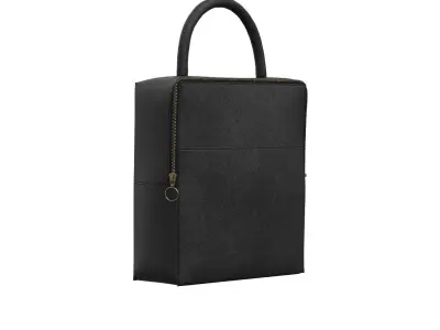 Black Leather Satchel Bag 3D model