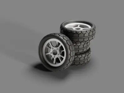 Car Rubber Tyres 02 Low-poly 3D model