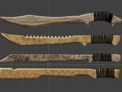 Set of 4 Stylized Fantasy Dao swords Low Poly Game ready Low-poly 3D model