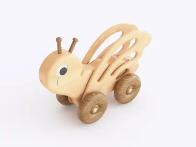 Wooden butterfly toy 3D model