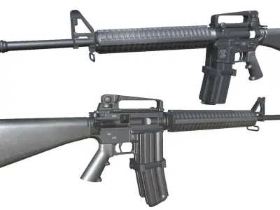 26-Assault-Rifle-M16-gun model 3d game ready model  Low-poly 3D model