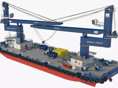 Double Crane Cargo Ship 3D model