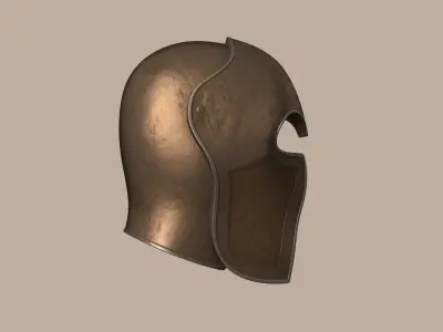 Bronze Rust Medieval Helmet - Character Design Low-poly 3D model