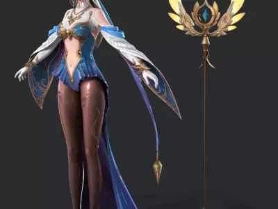 Female Archmage Low-poly 3D model
