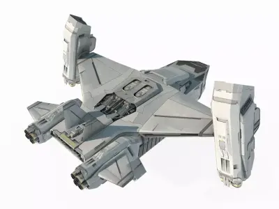 Future sci-fi military transport aircraft 3D model