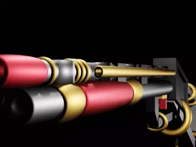 shot gun with golden rings Low-poly 3D model