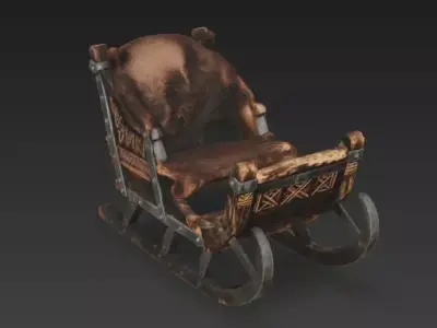 Nordic Chieftain Sleigh 3D Model Low-poly 3D model