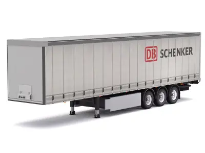 Semi Trailer Curtainsider DB Schenker 3D model
