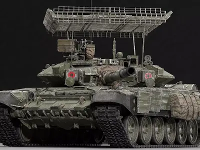 T-90A Main Battle Tank with Modular Stowage and Cope Cage Low-poly 3D model