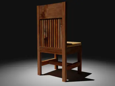 Old Wooden Chair Low-poly 3D model buy