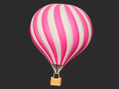 Cartoon hot air balloon Low-poly 3D model