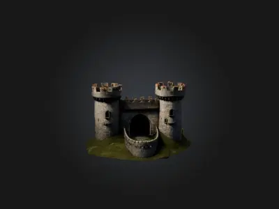 Realistic Castle Wall Model Low-poly 3D model