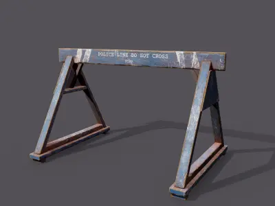 Police Barricade Low-poly Game Ready 3D model Low-poly 3D model