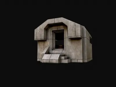 Military Concrete Bunker Base 4 Low-poly 3D model
