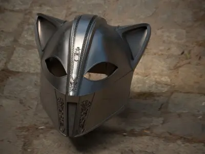 antique feline helmet wearable -STL file for 3d printer 3D print model