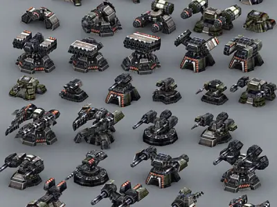 Wargear Turrets Low-poly 3D model