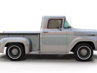 50s American shortbed pickup PBR Low-poly 3D model