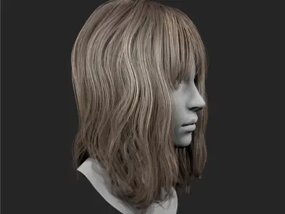 Realtime Medium Length Hairstyle 3D model