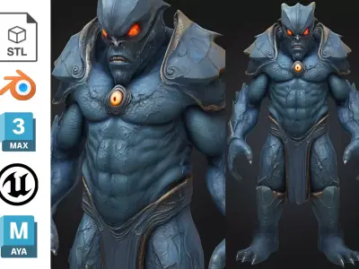 Demonic Cyclops Warrior Low-poly 3D model