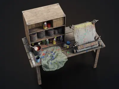 Painting workbench Low-poly 3D model