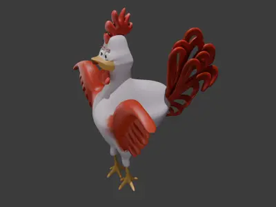 3D Rooster Model - Low Poly Stylized Farm Animal for Games Low-poly 3D model