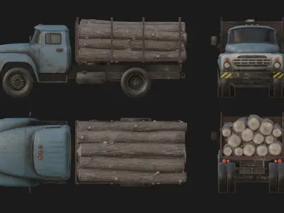Logging Truck Low-poly 3D model