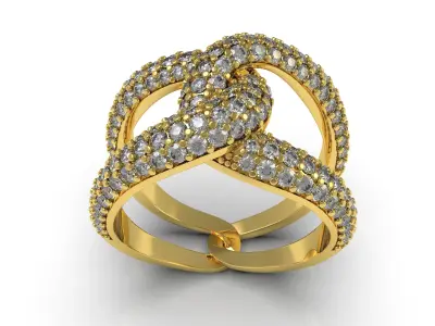 Antique Intertwin Diamond Cocktail Ring 3D print model