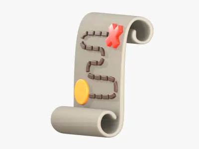 Map Treasure 3D Illustration 3D model