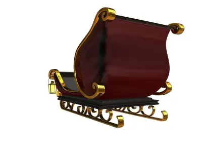Sleigh 3D model santa 3D model