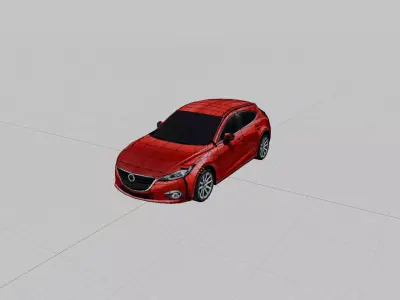 Low Poly Red Hatchback Car 3D Model Low-poly 3D model