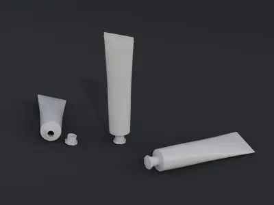 Hand Cream Laminate Tube and Packaging box Low-poly 3D model